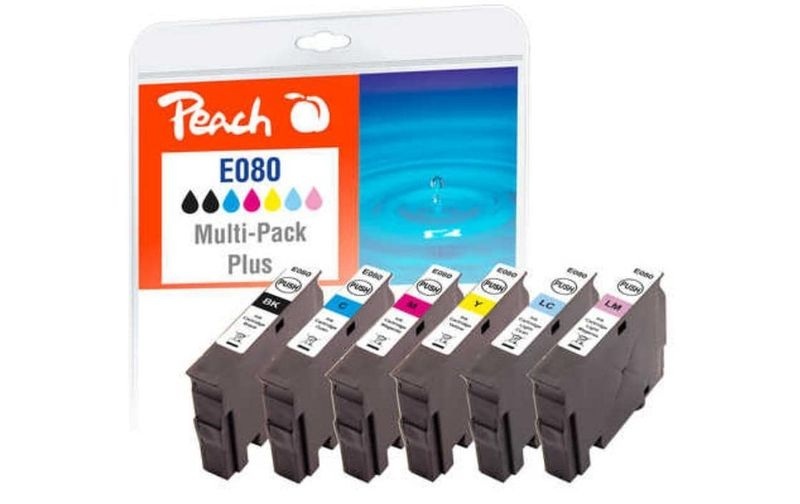 Peach Spar Pack Plus Tintenpatronen kompatibel zu Epson T0807, T0801, C13T08074011, C13T08014011