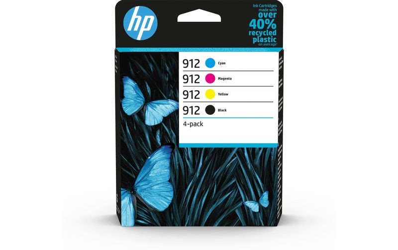 HP 912, Original, Tinte auf Pigmentbasis, Schwarz, Cyan, Magenta, Gelb, HP, Kombi-Packung, OfficeJet 8015, 8018, 8022 OfficeJet Pro 8020, 8020e, 8025, 8030e, 8035 OfficeJet 8010 All-in-One...