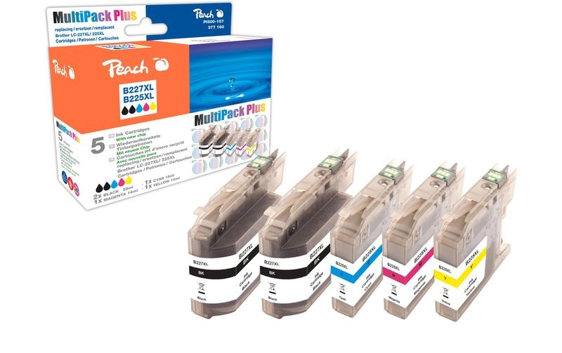 Peach Spar Pack Plus Tintenpatronen, kompatibel zu Brother LC-227XL, LC-225XL