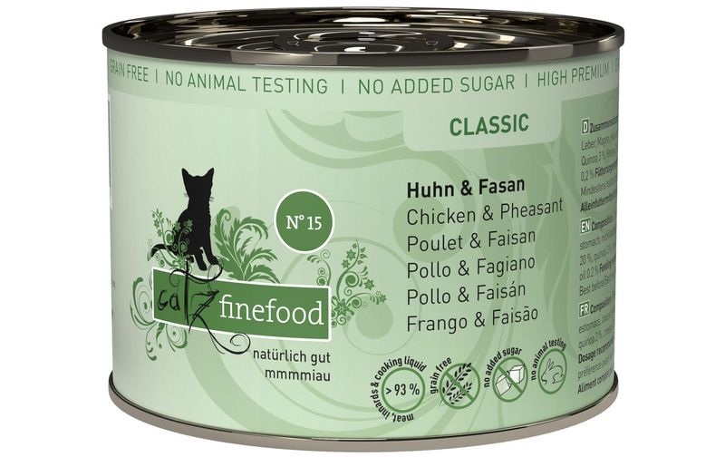 10 + 2 gratis! 12 x 200 g catz finefood - Huhn & Fasan