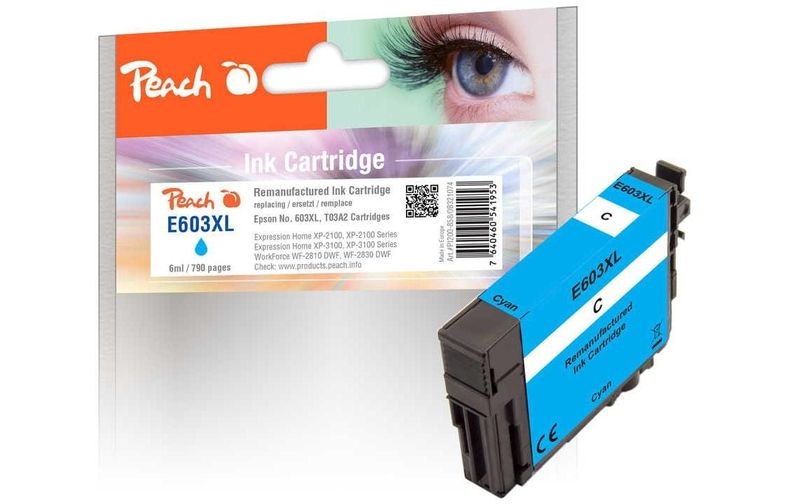 Peach Tintenpatrone XL cyan kompatibel zu Epson No. 603XL, T03A2