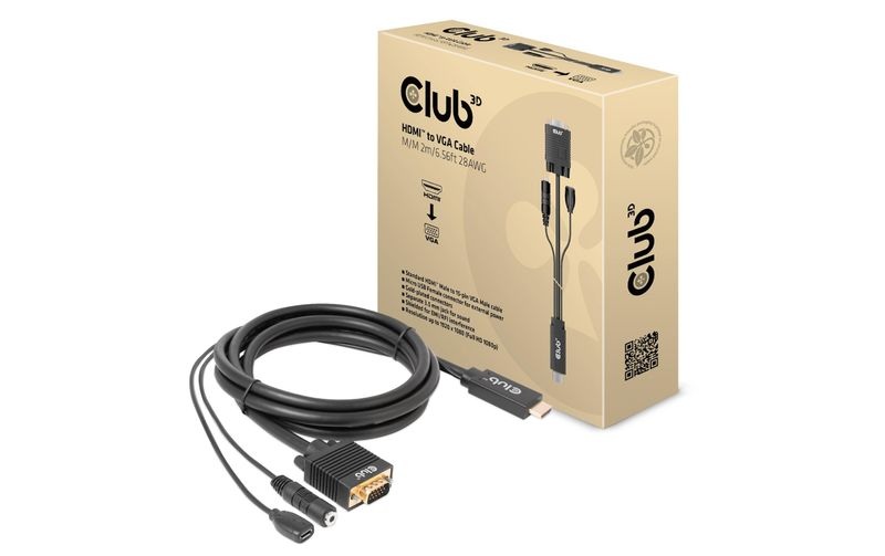 club3D HDMI / Klinke / USB-Micro-B / VGA Adapterkabel HDMI-A Stecker, Klinke 3.5 mm Buchse, USB-Micro-B Buchse, VGA