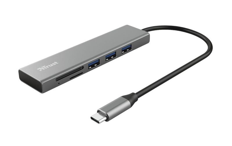 TRUST Halyx USB-C & Kartenleser - USB-Hub (Silber)
