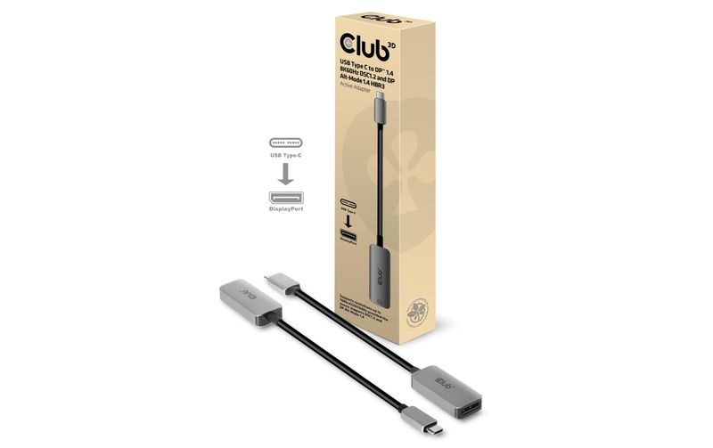 Club 3D CAC-1567 - USB Type C to DP1.4 8K60Hz DSC1.2 HDR HBR3 Active Adapter