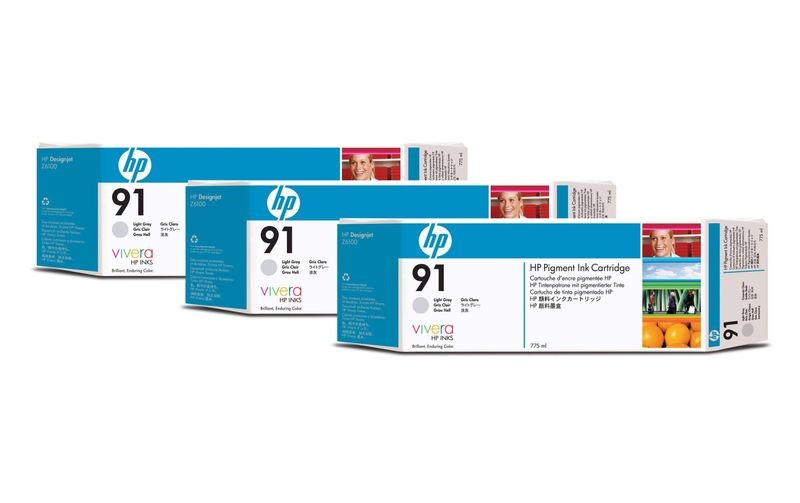 HP 91 LIGHT GREY INK CARTR 3PK 3 INK CARTRIDGES 775 ML EACH MSD NS SUPL