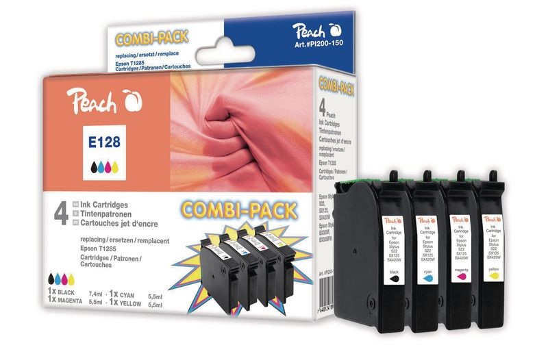 Peach Spar Pack Tintenpatronen kompatibel zu Epson T128, T1285
