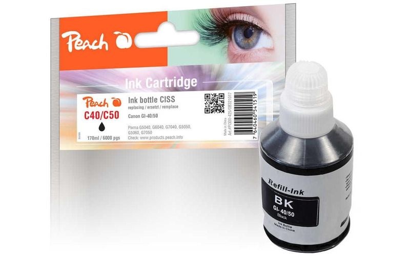 Peach Tintenbehälter pigm. schwarz kompatible zu Canon GI-40/50PGBK