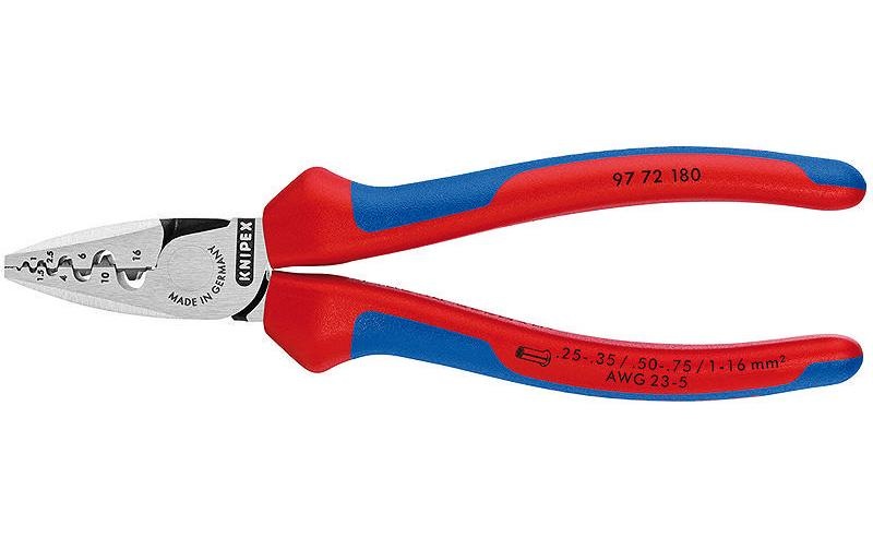 Knipex 97 72 180 Crimpzange Aderendhülsen 0.25 bis 16 mm²