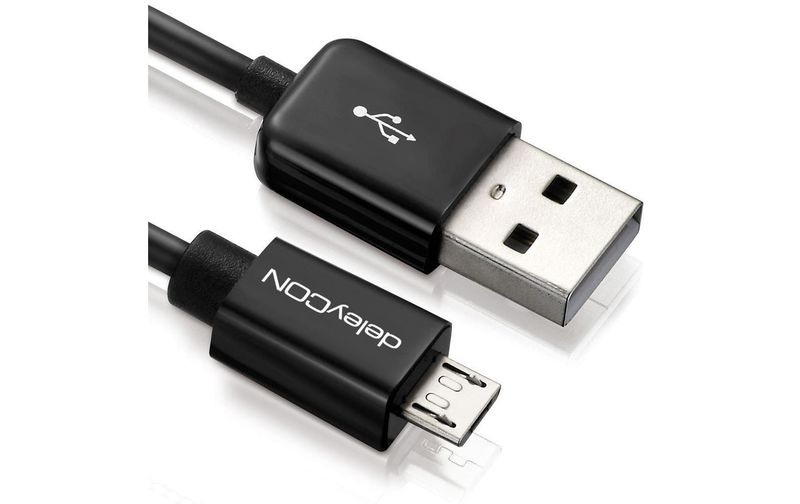 deleyCON USB2.0 Kabel, A - MicroB, 3m, SW