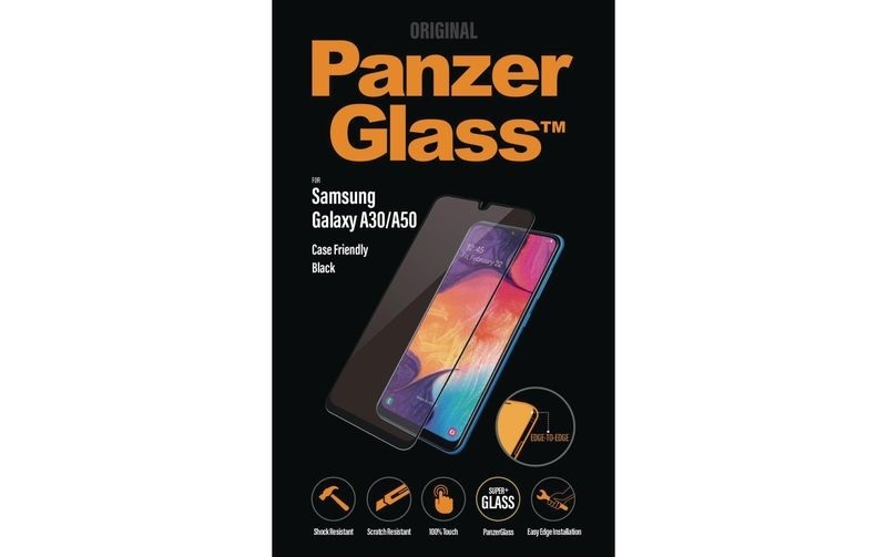 PanzerGlass Samsung Galaxy A50 Panzer Glas Display Schutzfolie Case Friendly mit Rahmen Schwarz (7190)