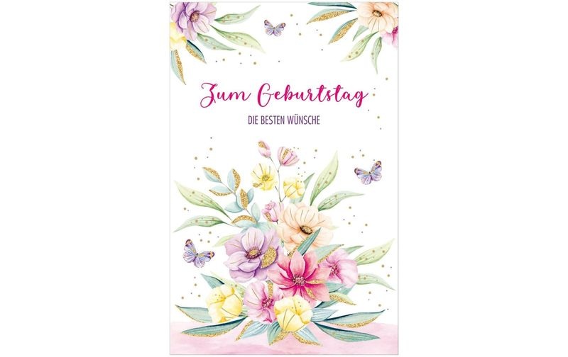 Susy Card Geburtstagskarte Blumengesteck 11 x 17 cm