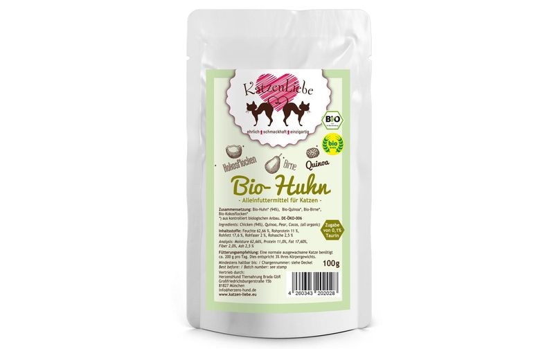 KatzenLiebe Nassfutter Bio-Huhn mit Bio-Quinoa, 100 g