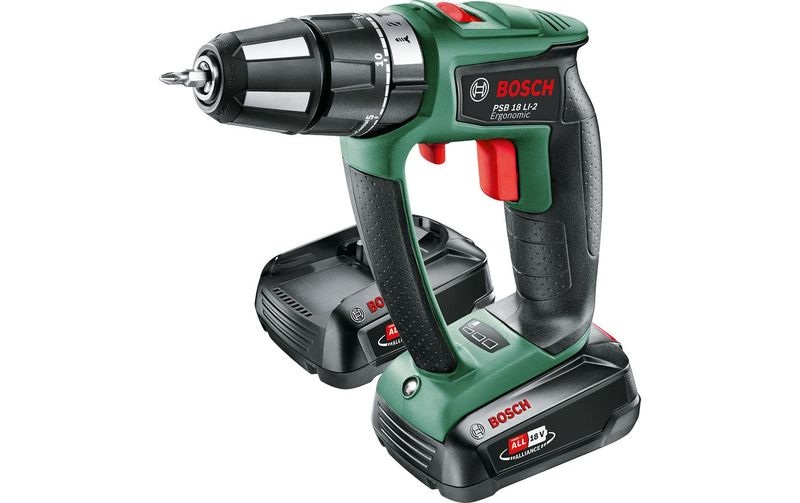 Bosch Home and Garden PSB 18 LI-2 Ergonomic Akku-Schlagbohrschrauber 18 V 2.5 Ah Li-Ion inkl. 2. Akku, inkl. Koffer