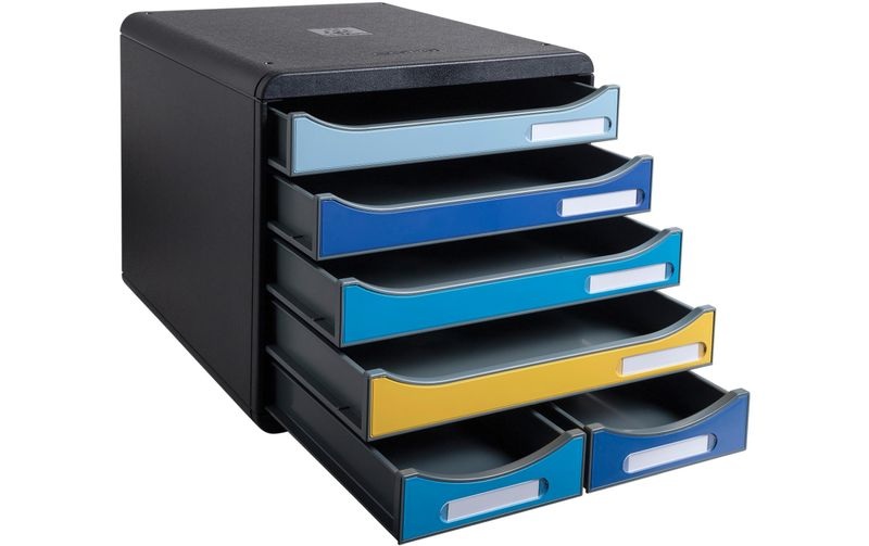 EXACOMPTA Schubladenbox BeeBlue A4+ 3124202D Big Box Maxi, 6 Schubladen