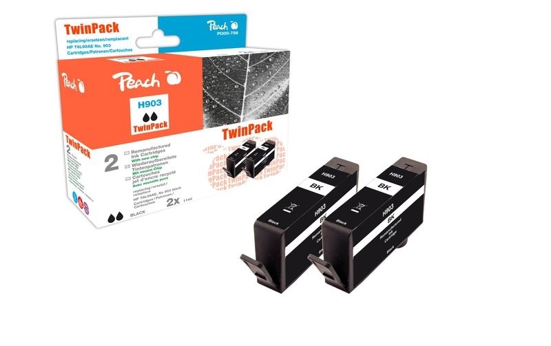 Peach Doppelpack Tintenpatrone schwarz kompatibel zu HP No. 903, T6L99AE