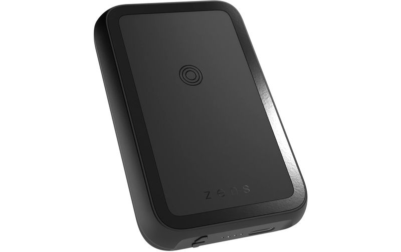 Zens - 4000mAh USB C MagSafe Power Bank mit Qi-Zertifizierter Wireless Ladestation + Standfuss (ZEPP03M/00) - Schwarz