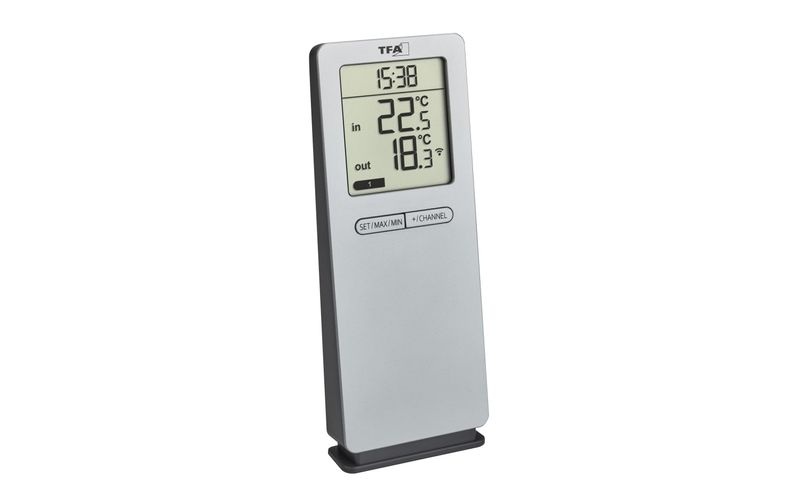 TFA Dostmann Funk-Thermometer LOGOneo Funk-Thermometer digital Silber