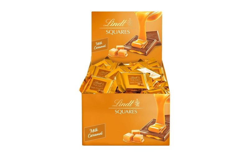 LINDT Squares Pralinés Milk-Caramel 461170 Thekensteller 750g