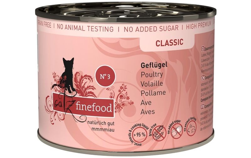 10 + 2 gratis! 12 x 200 g catz finefood - Geflügel
