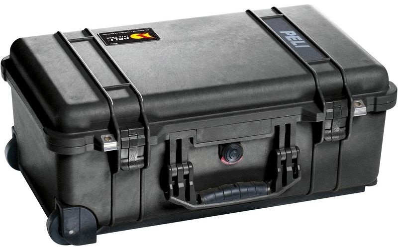 PELI Hartschalenkoffer Inhalt 28,6 l, mit Rollen und Handgriff mit Würfelschaum, schwarz