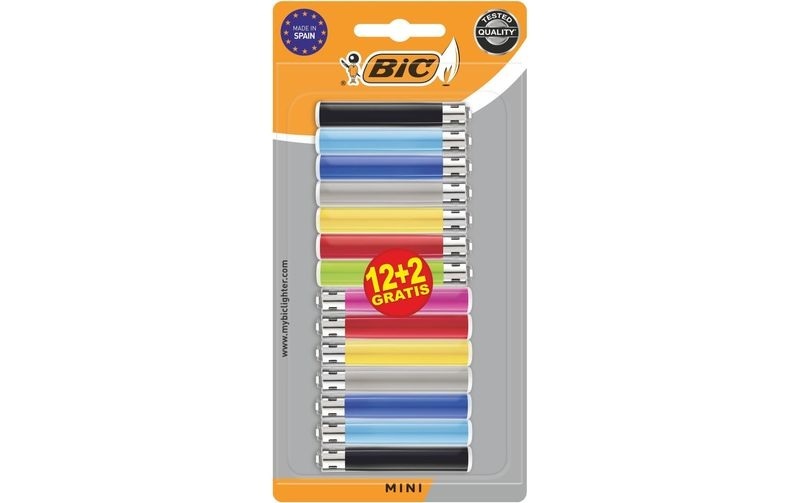 Bic - 12er-Pack Feuerzeuge Mini +2 - Multicolor