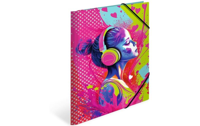 HERMA Gummibandmappe Music Girl A4, Karton, mit Innendruck