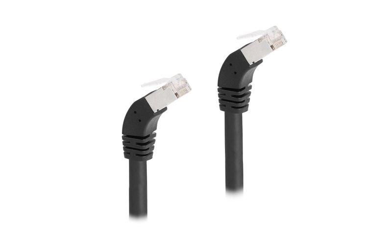 DeLock Patchkabel 45° unten gewinkelt Cat 6A S/FTP 0 5 m Schwarz