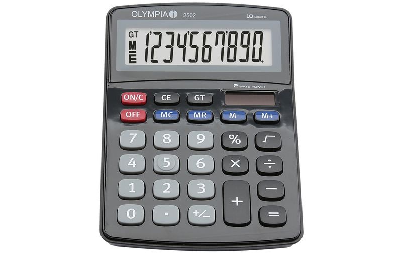 Olympia Bürorechner 2502 Tisch und Taschenrechner Grau Schwarz