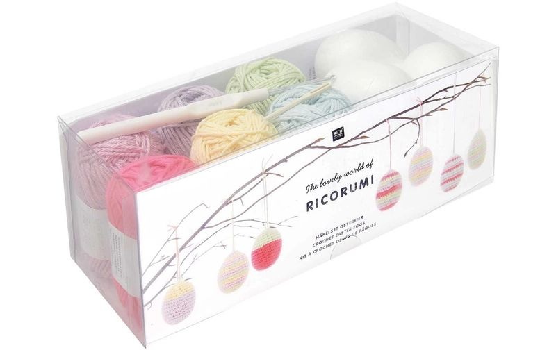 Rico Design Osterbastelset Häkeln Ricorumi Ostereier, Pastell