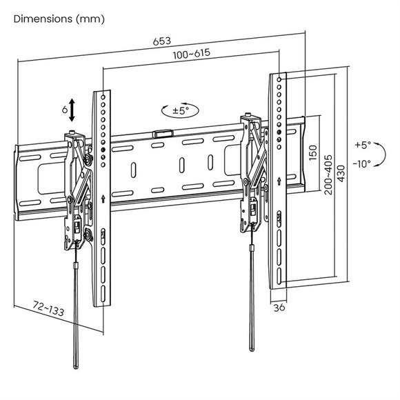 VALUE TV-Wandhalterung, neigbar, 37-80 Zoll, bis 75 kg