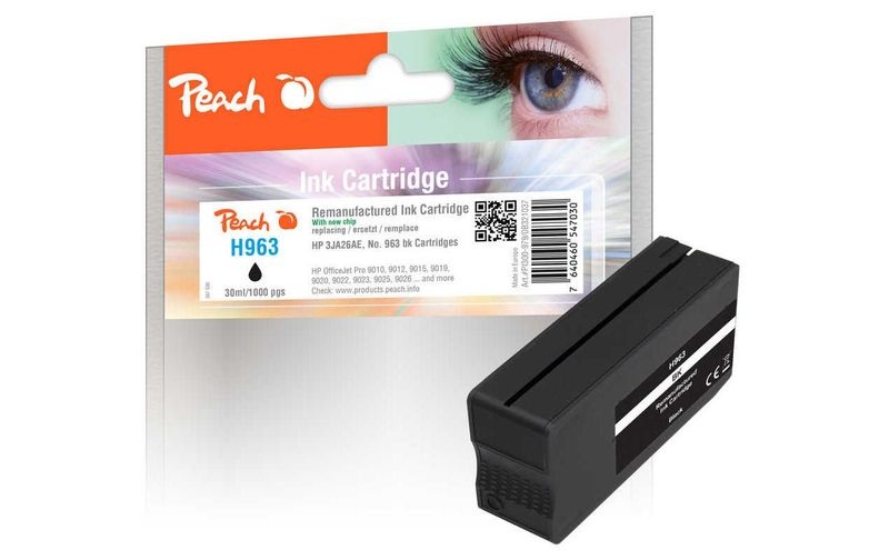 Peach H963BK Druckerpatrone bk ersetzt HP No. 963 BK, 3JA26AE für z.B. HP OfficeJet Pro 9012 e, HP OfficeJet Pro 9015, HP OfficeJet Pro 9012