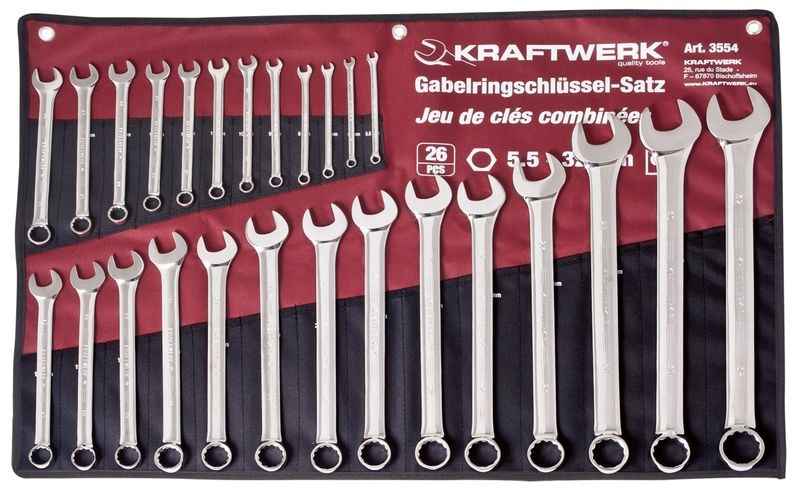 Kraftwerk - 26-teiliger Gabelringschlüsselsatz 5-32mm Rollt.