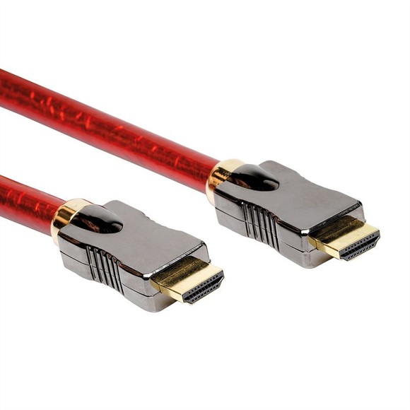 ROLINE 8K HDMI Ultra HD Kabel mit Ethernet, ST/ST, rot, 3 m