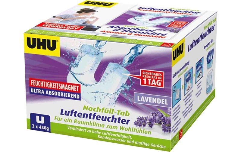 UHU Entfeuchter Lavendel Nachfüll-Tab 450 g, 2 Stück