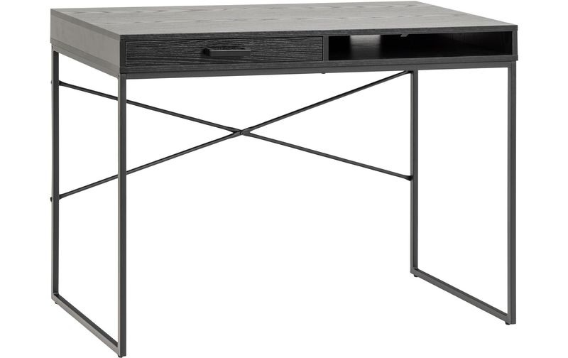 Schreibtisch Multiple Bronx Melamin Esche Schwarz 1 Schublade 110x45x75cm