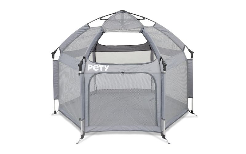 Set Pety Laufstall Für Hunde, Mit Bodenmatte Und Dach Unisex Anthrazit ONE SIZE