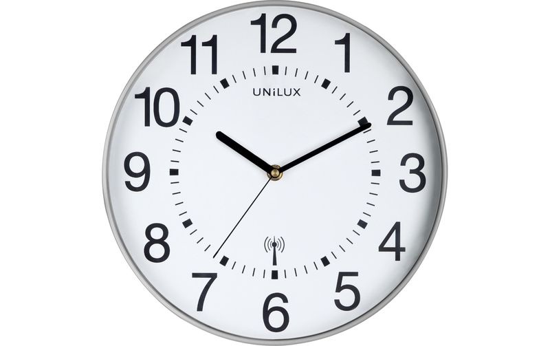 UNILUX Wanduhr Wave, Funk, Ø 30 cm, metallgrau