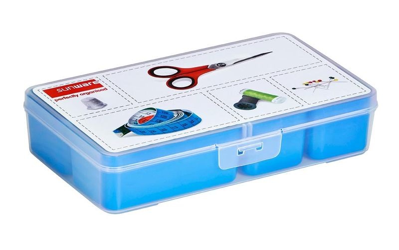 Sigma Home Aufbewahrungsbox Nähkasten Blau, 24.5 x 15 x 5.2cm
