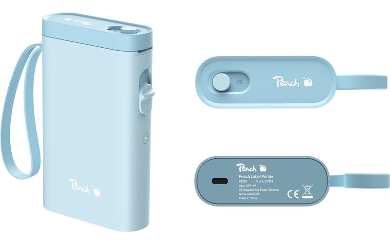 Peach Etikettendrucker blau platzsparend und kabellos überall Ordnung schaffen PE110-bl