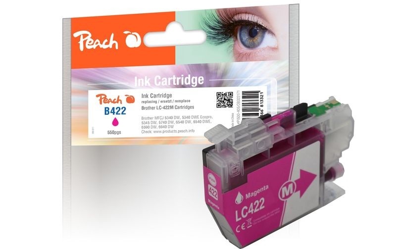 Peach B422 M Druckerpatrone ma ersetzt Brother LC-422M für z.B. Brother MFCJ 5740 DW, Brother MFCJ 6540 DW, Brother MFCJ 5345 DW, Brother MFCJ 5340 DW