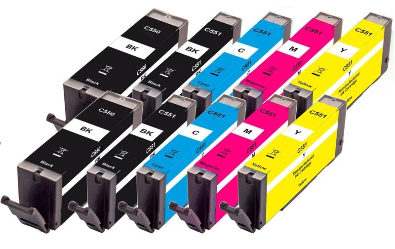 Peach 10er-Pack Tintenpatronen, kompatibel zu Canon PGI-550, CLI-551