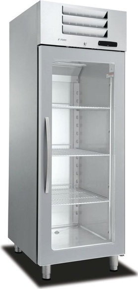 FORS Gastronomie-Gefrierschrank, Glastür, Edelstahl, GN 2/1 GFV 700 GES Edelstahl