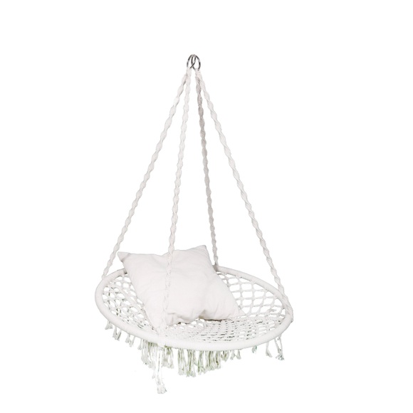 Hängesessel weiss mit Kissen