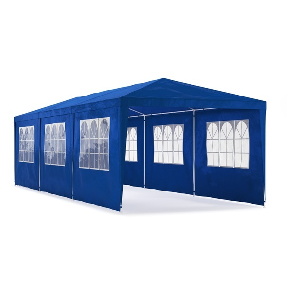 Partyzelt MARIS 9 x 3 m blau inkl. 8 Seitenwände
