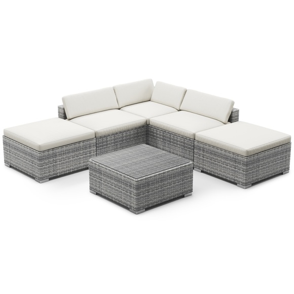 Rattanlounge TEXAS grau/beige