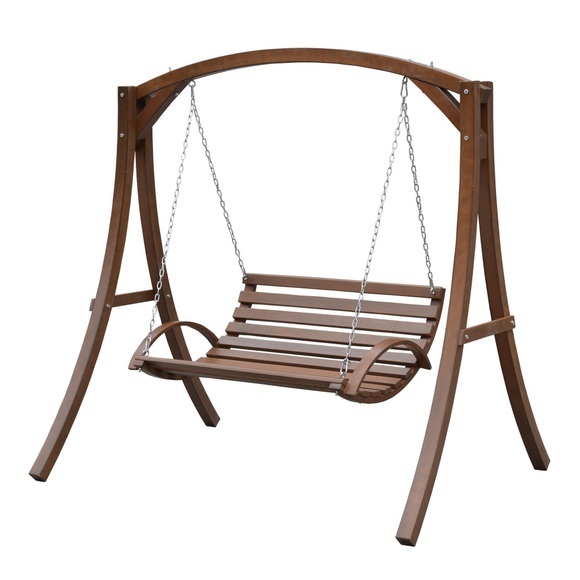 Hängeschaukel mit Gestell aus Holz