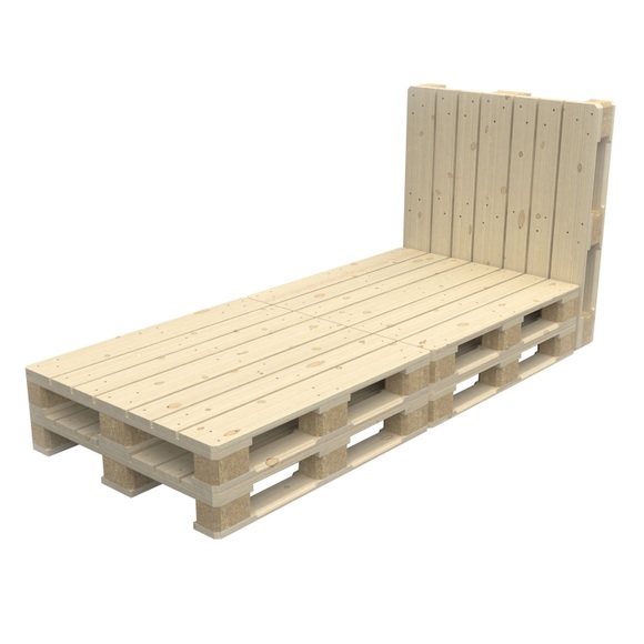Palettenbett 90 x 200 cm mit Kopfteil