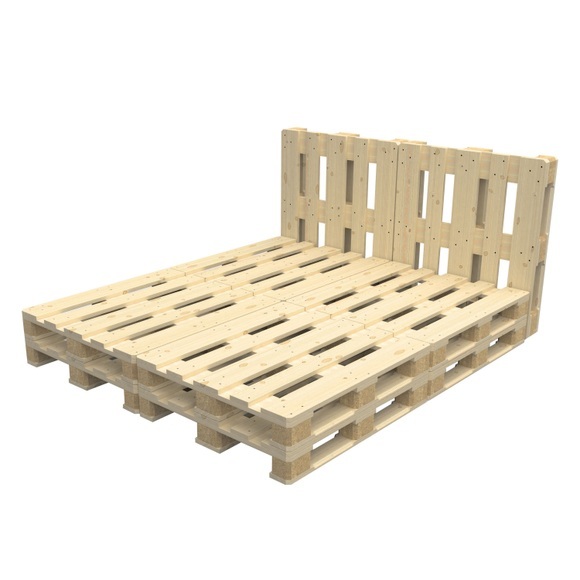 Palettenbett 180 x 200 cm mit Kopfteil
