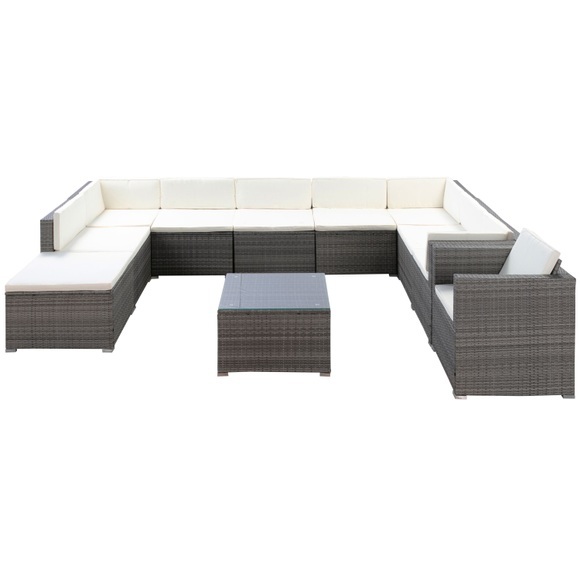 Rattanlounge SANTORINI grau