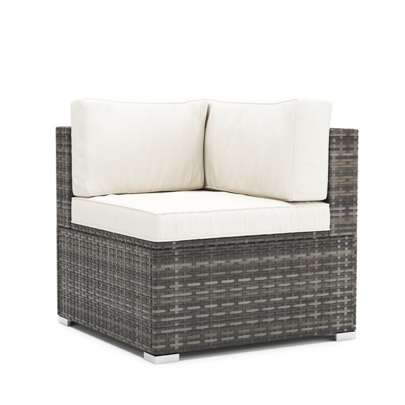 Eckteil Rattanlounge KRETA grau / weiss